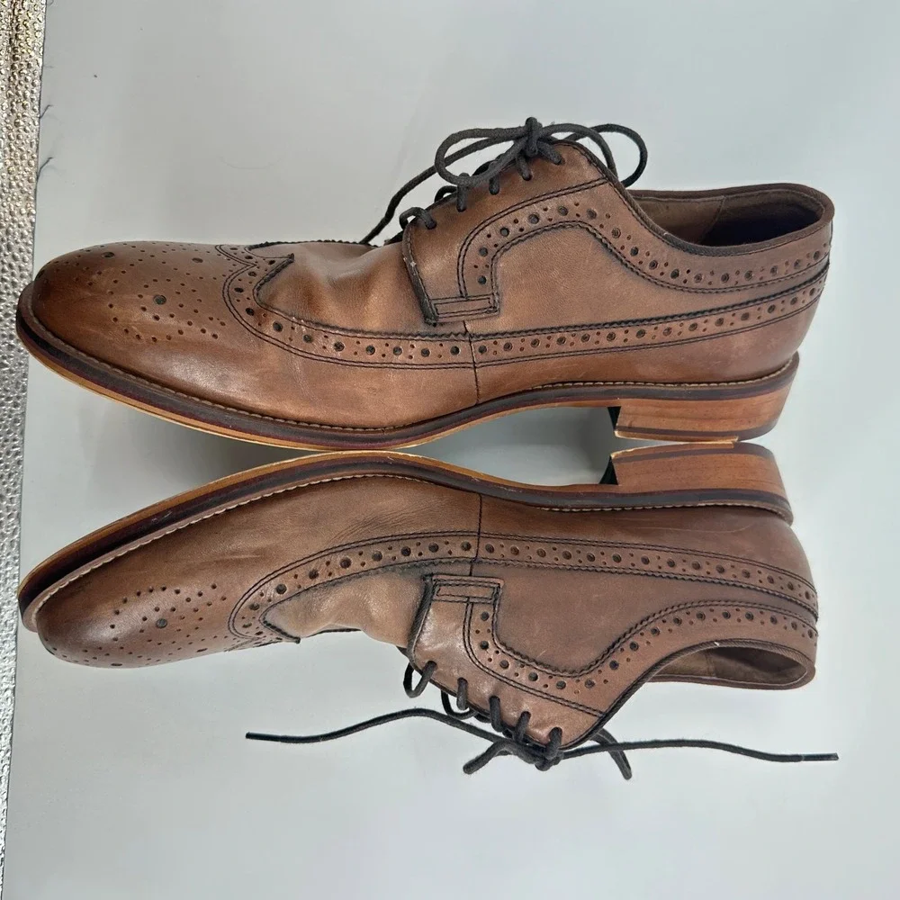 Johnston & Murphy Wingtip Oxford Shoes Brown Leather Men's 11.5M Lace‎ Up Brogue
